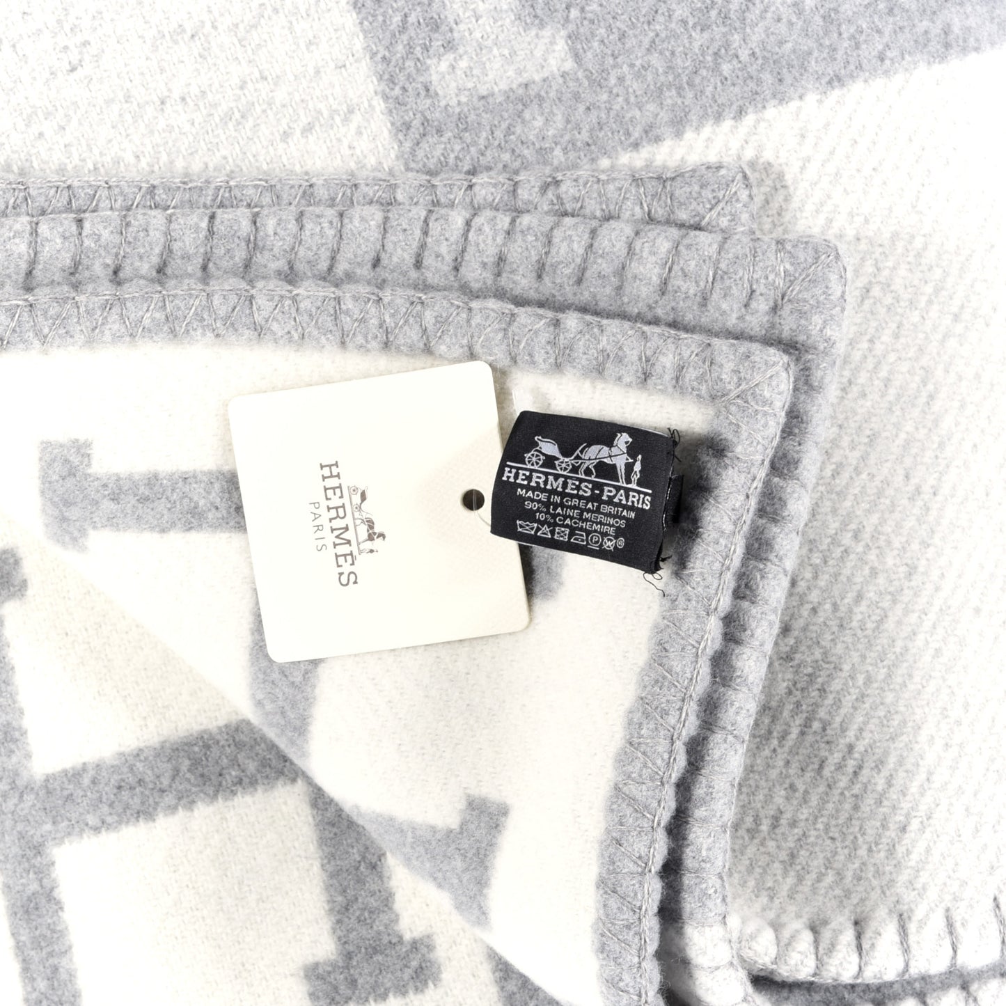 Wool Cashmere Avalon III Blanket Ecru Gris Clair