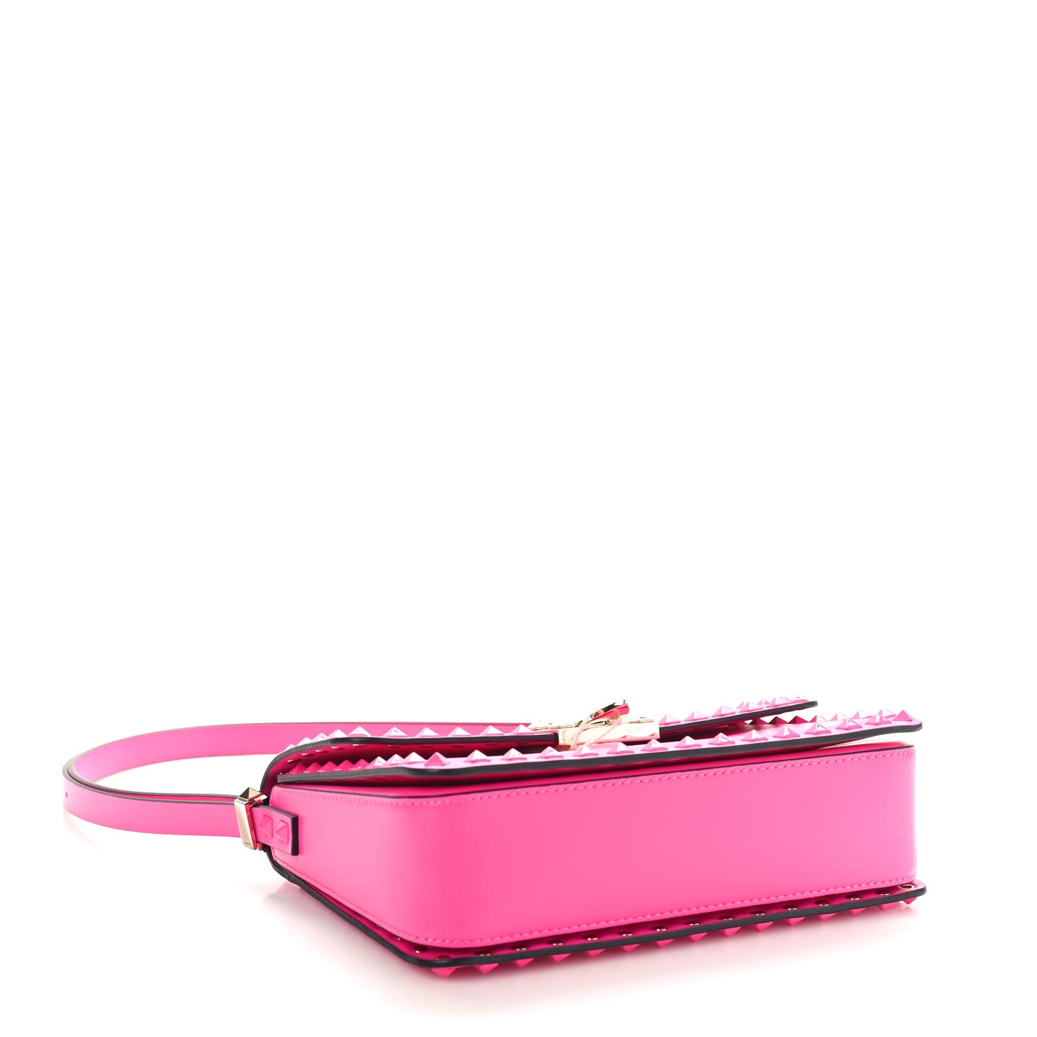 Valentino Garavani Smooth Calfskin Enamel Tonal Rockstud23 Shoulder Bag Pink PP 4 of 9