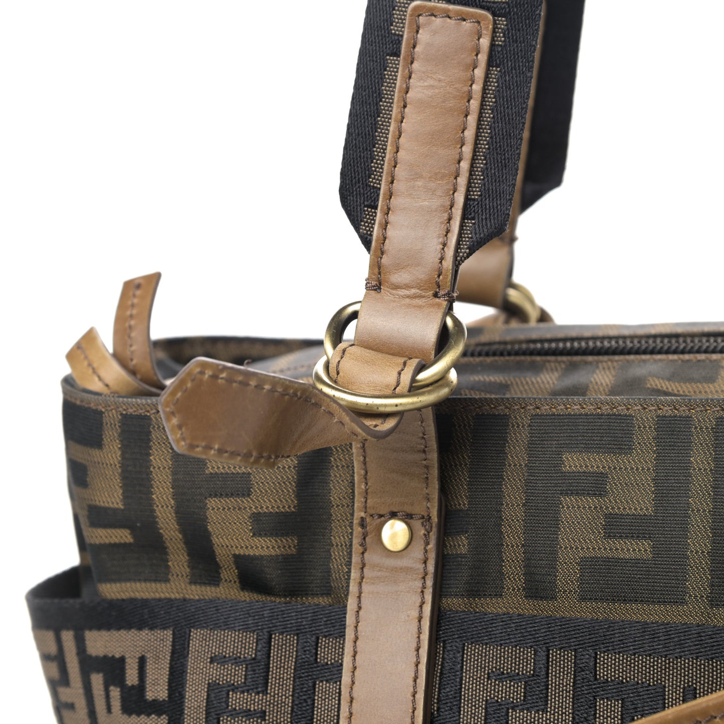 Zucca FF Top Handle Shoulder Bag Tobacco
