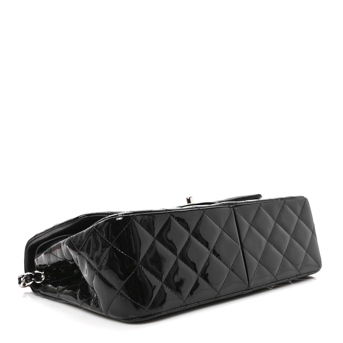 Patent Quilted Jumbo Double Flap Black