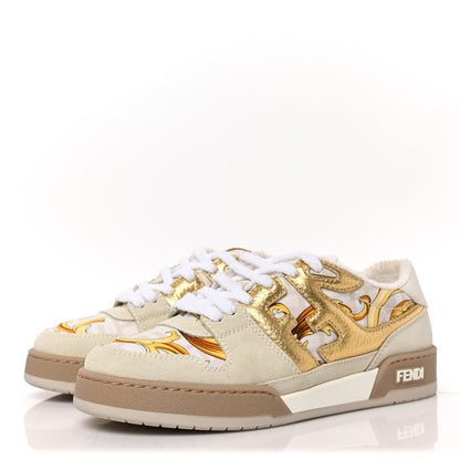 Versace X FENDI Suede Fabric FF Baroque Womens Fendace Match Sneakers 39 Gold Multicolor 3 of 8