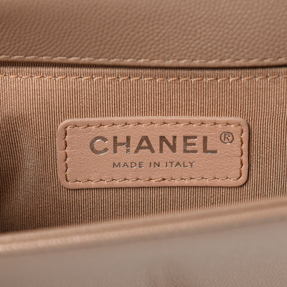Chanel Caviar Chevron Quilted Small Boy Flap Dark Beige 6 of 9