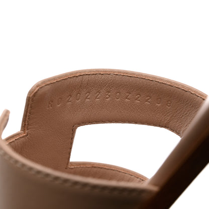 Hermes Box Calfskin Oran Sandals 37.5 Bois De Santal 6 of 9