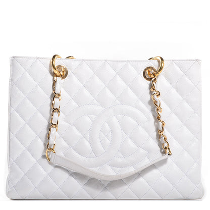 Chanel Caviar Quilted Grand Shopping Tote GST White 1 of 7