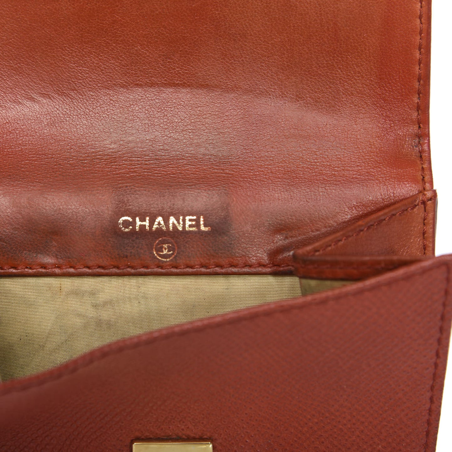 Grained Calfskin CC Compact Wallet Light Red