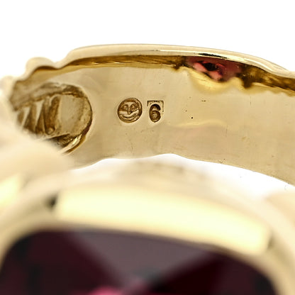 David Yurman 18K Yellow Gold Garnet 11mm Noblesse Ring 52 6 7 of 8