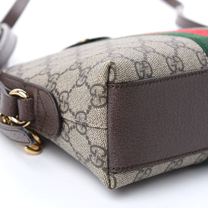 Gucci GG Supreme Monogram Textured Dollar Calfskin Web Small Ophidia Dome Shoulder Bag Beige Ebony New Acero 8 of 11
