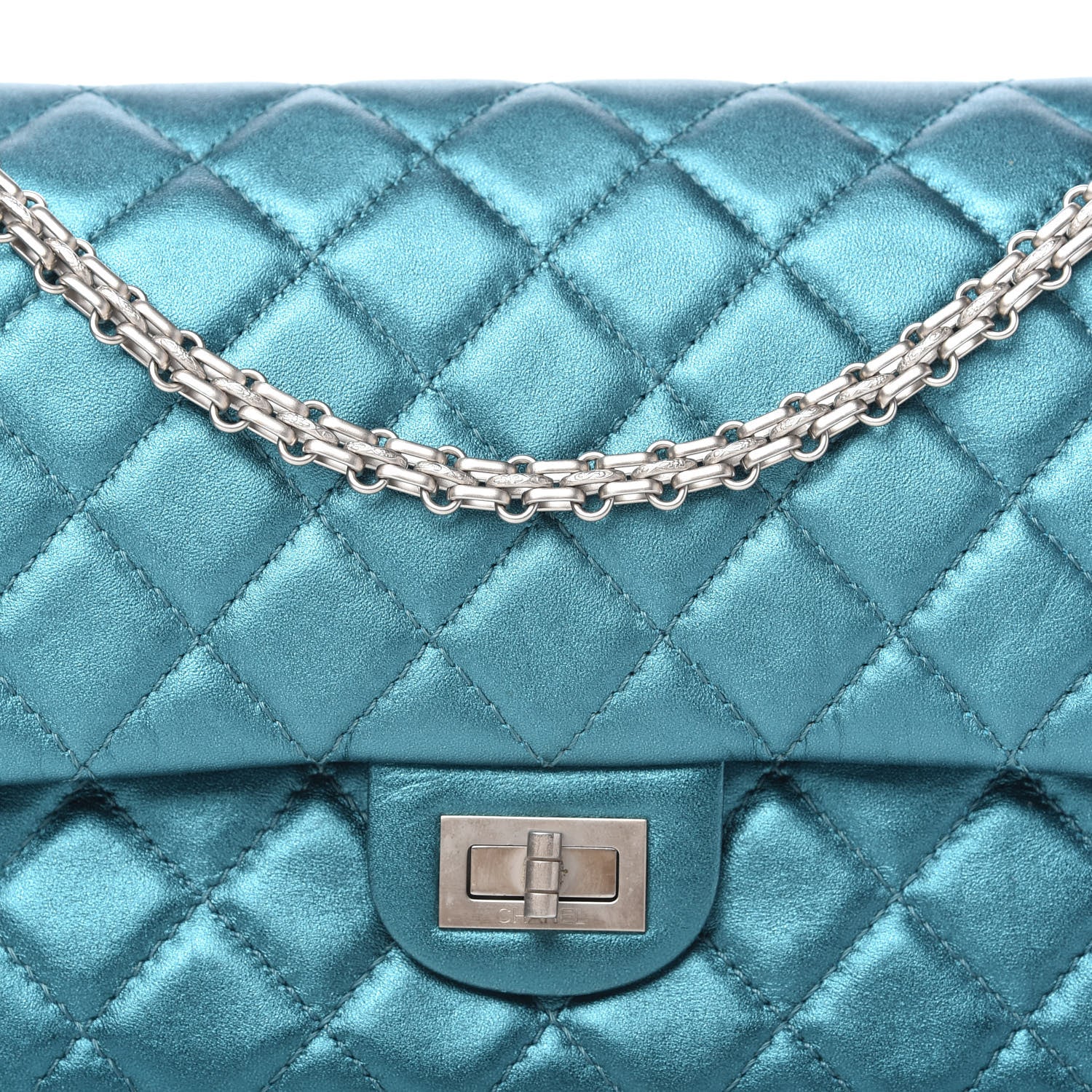 Chanel Metallic Calfskin Quilted 2.55 Reissue 226 Flap Turquoise 10 of 10
