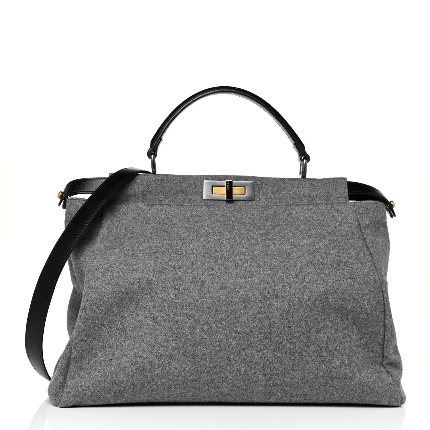 Fendi Flannel Large Peekaboo Iconic Satchel Grey 1 of 13