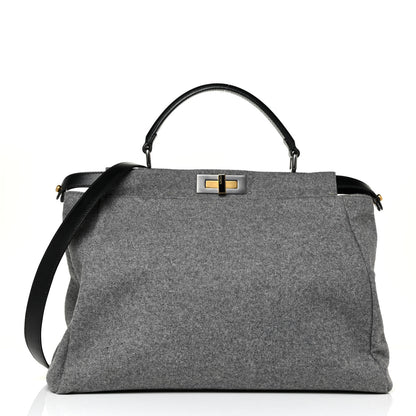 Fendi Flannel Large Peekaboo Iconic Satchel Grey 1 of 13