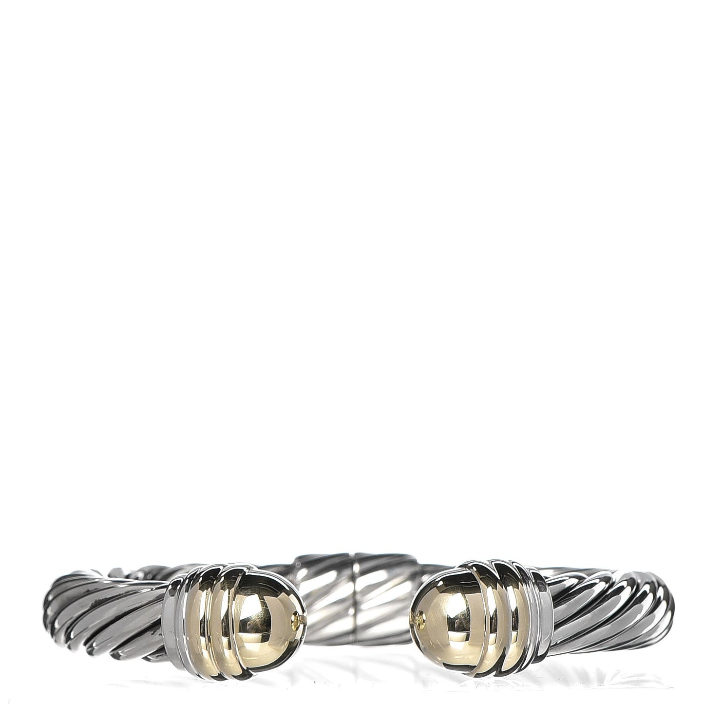 Sterling Silver 14K Yellow Gold 10mm Cable Classics Bracelet