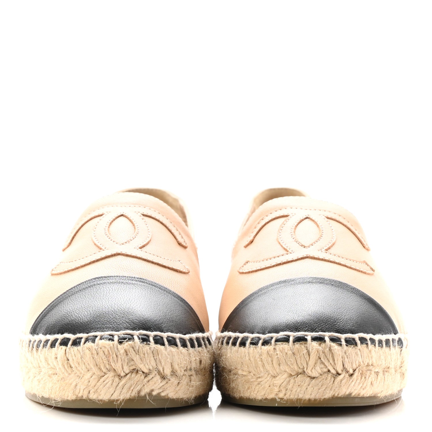 Chanel Lambskin CC Espadrilles 36 Beige Black 2 of 12
