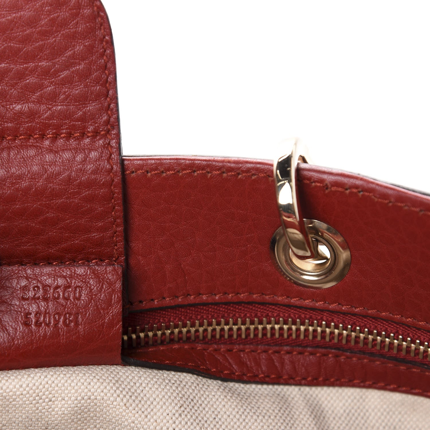 Gucci Pebbled Calfskin Medium Bamboo Shopper Tote Red 10 of 11