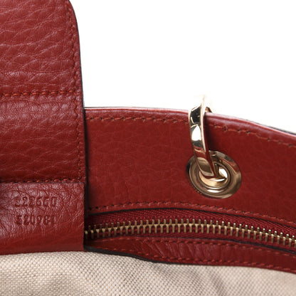 Gucci Pebbled Calfskin Medium Bamboo Shopper Tote Red 10 of 11