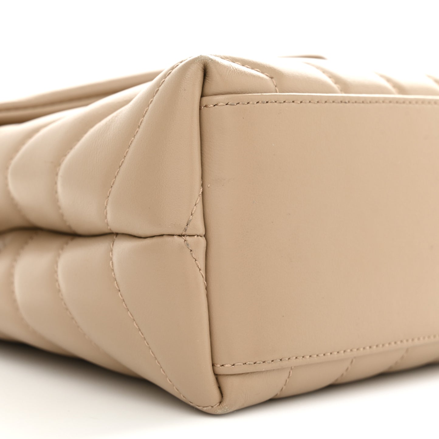 Calfskin Y Quilted Monogram Small Loulou Chain Satchel Dark Beige