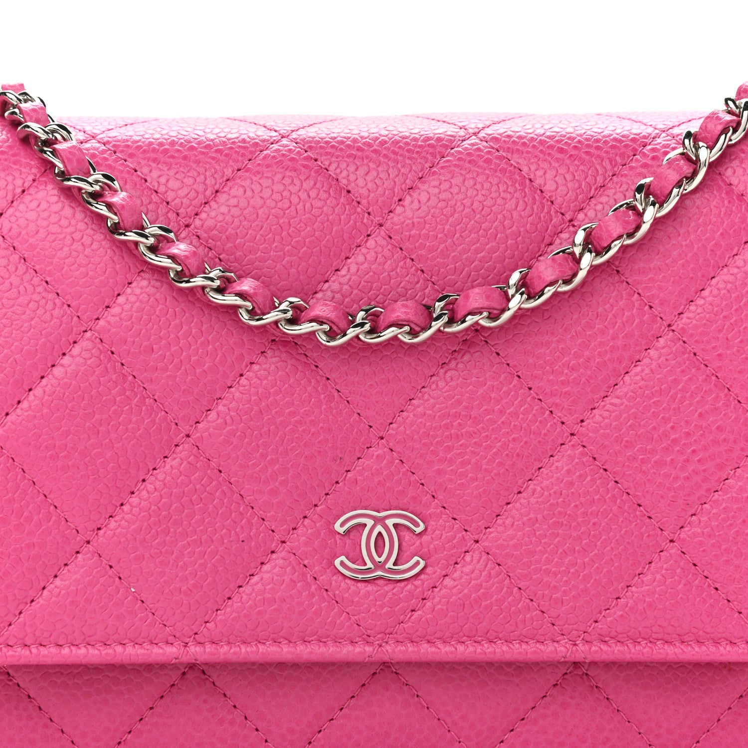 Chanel Caviar Quilted Wallet on Chain WOC Pink 8 of 13