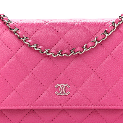 Chanel Caviar Quilted Wallet on Chain WOC Pink 8 of 13