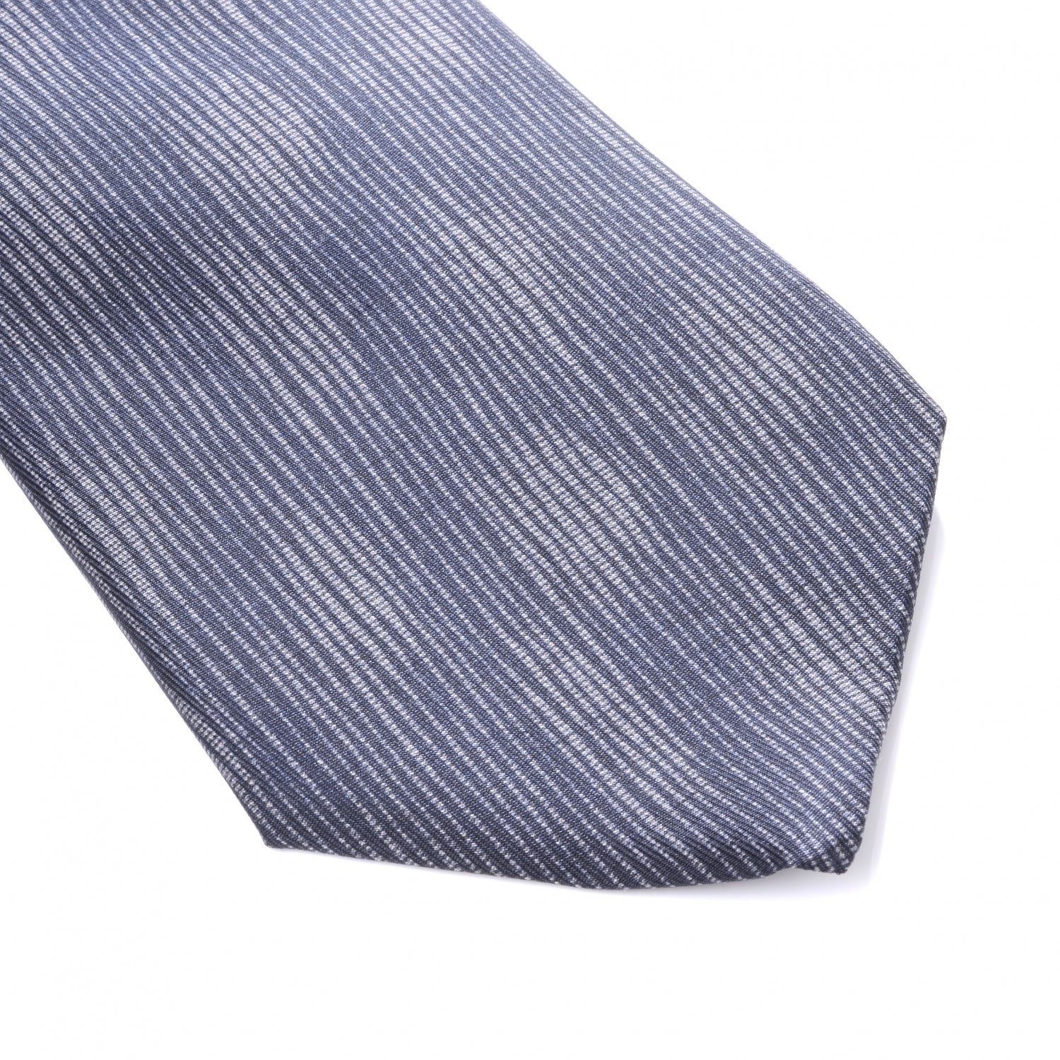 Hermes Mens Twill Silk Neck Tie Noir and Gris 6 of 8