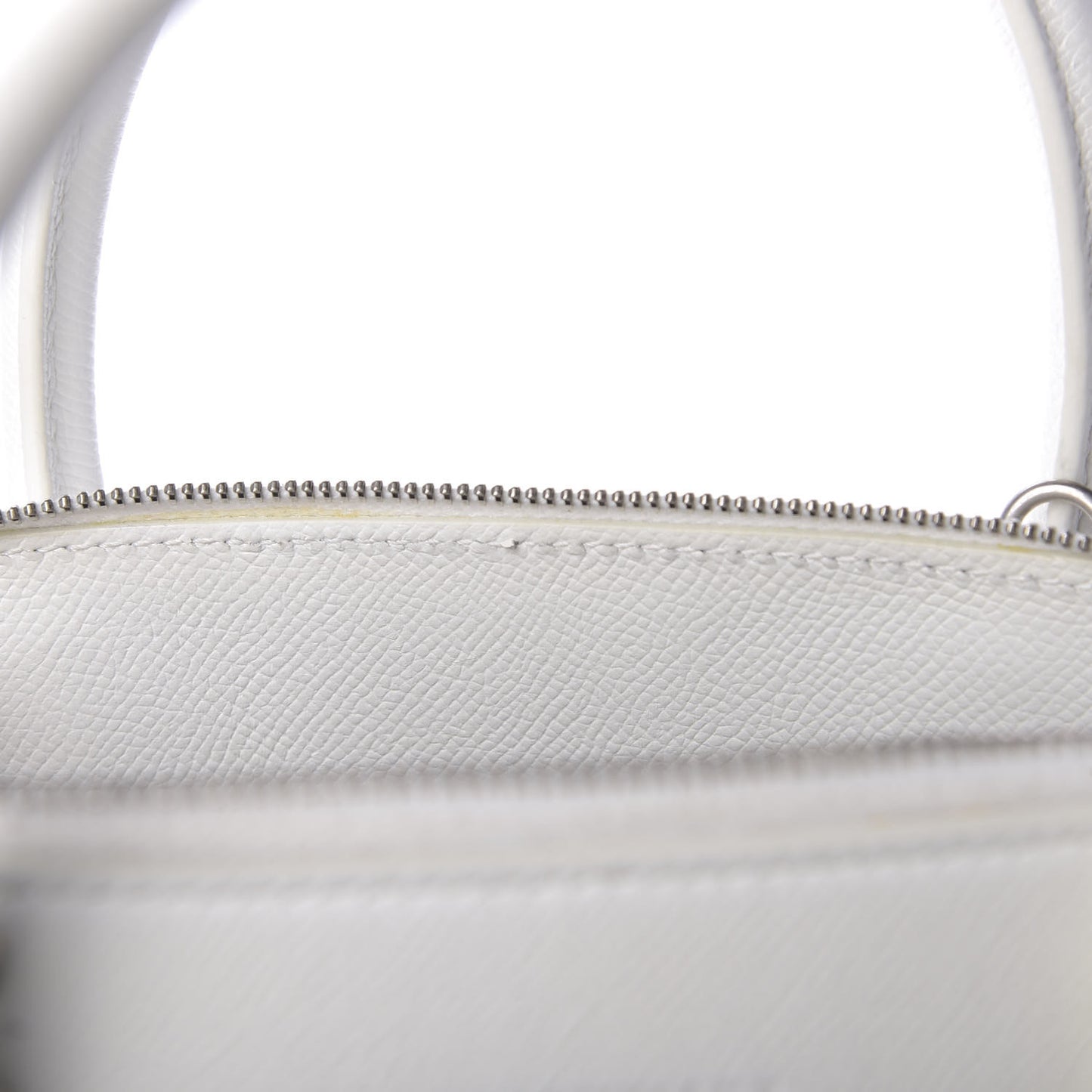 Signature Grained Calfskin Logo S Ville Top Handle Bag White Black