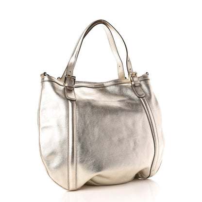Gucci Metallic Calfskin Medium Britt Tote Platinum 3 of 14