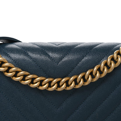 Chanel Caviar Chevron Quilted New Medium Boy Flap Blue 8 of 10