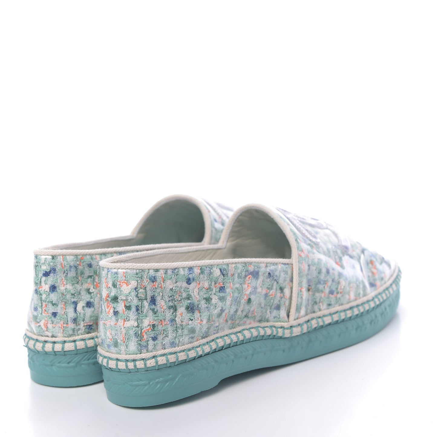 PVC Tweed CC Espadrilles 37 Green Multicolor