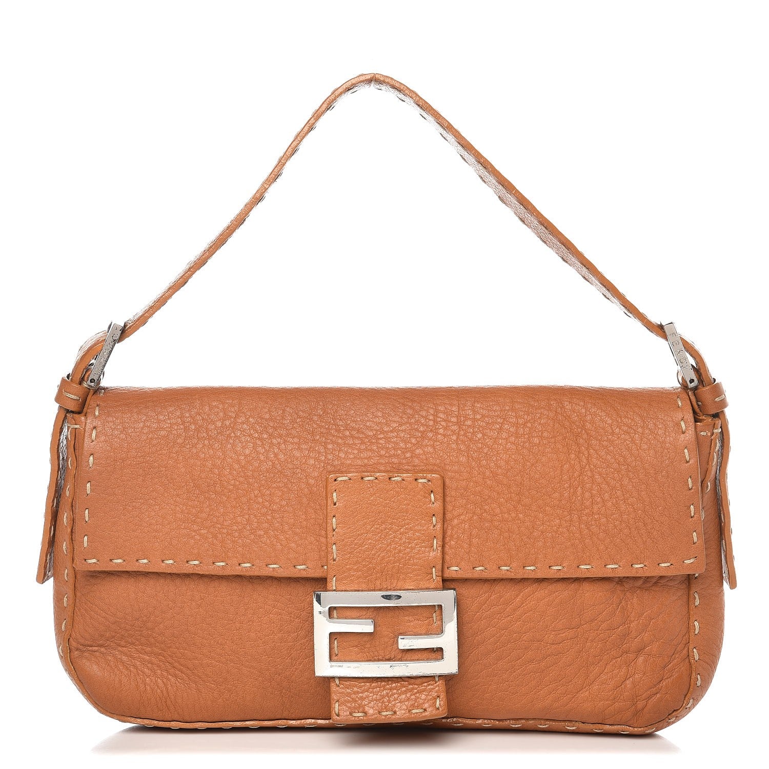 Fendi Calfskin Selleria Baguette Tan 1 of 9