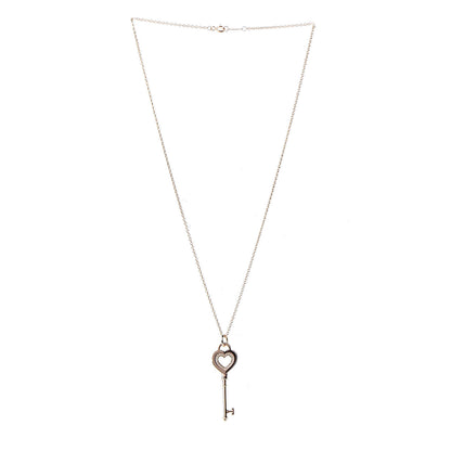 Tiffany 18K Rose Gold Diamond Heart Key Pendant Necklace 3 of 6