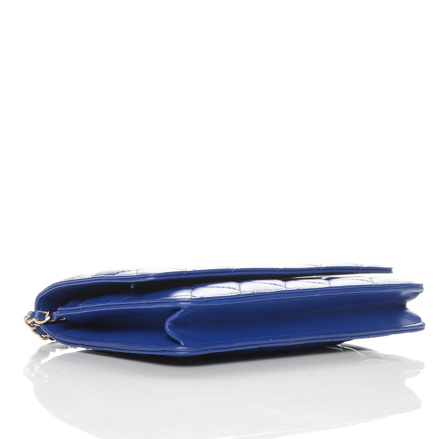 Lambskin Quilted Wallet On Chain WOC Dark Blue