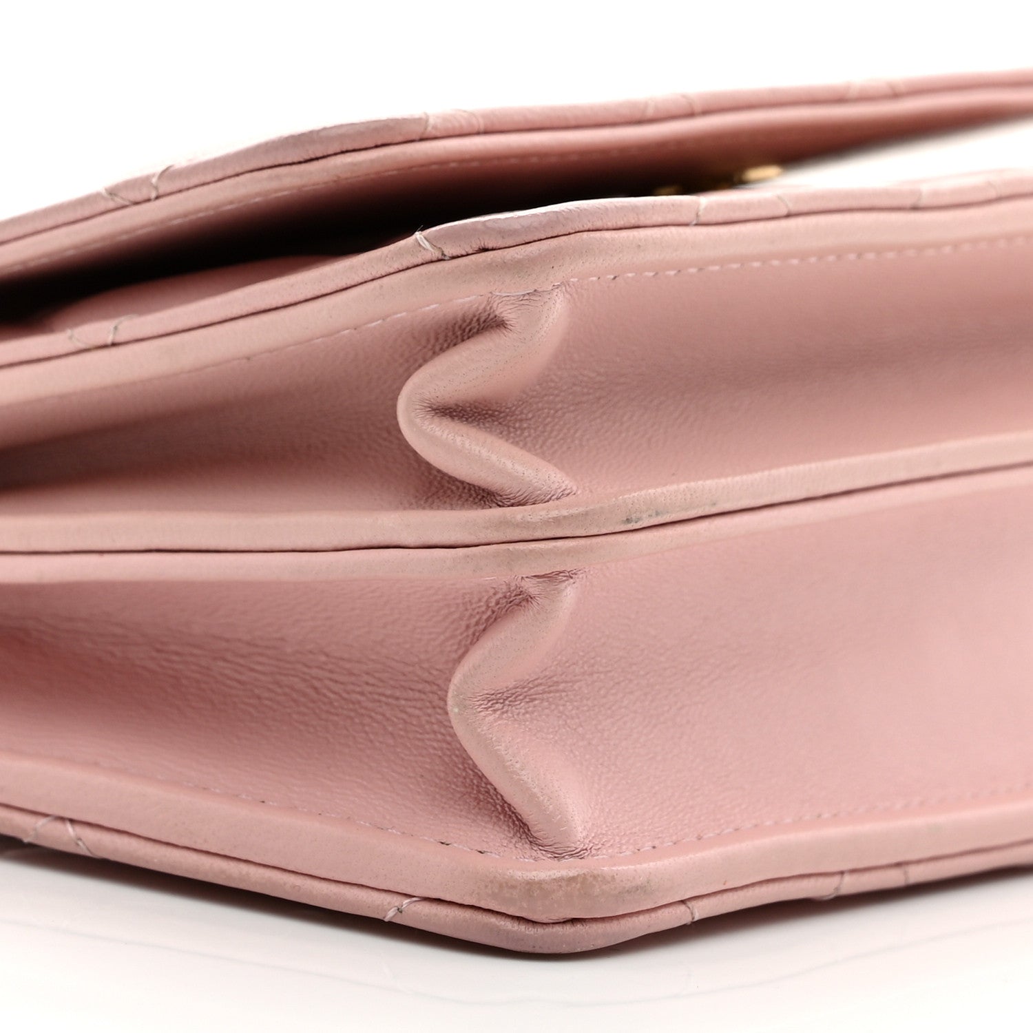 Chanel Lambskin Quilted CC Pearl Enamel Clutch on Chain WOC Light Pink 11 of 13