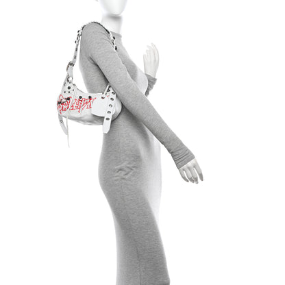 Balenciaga Agneau Arena Lunar New Year Graffiti Logo Le Cagole Shoulder Bag XS Optic White 1 of 9