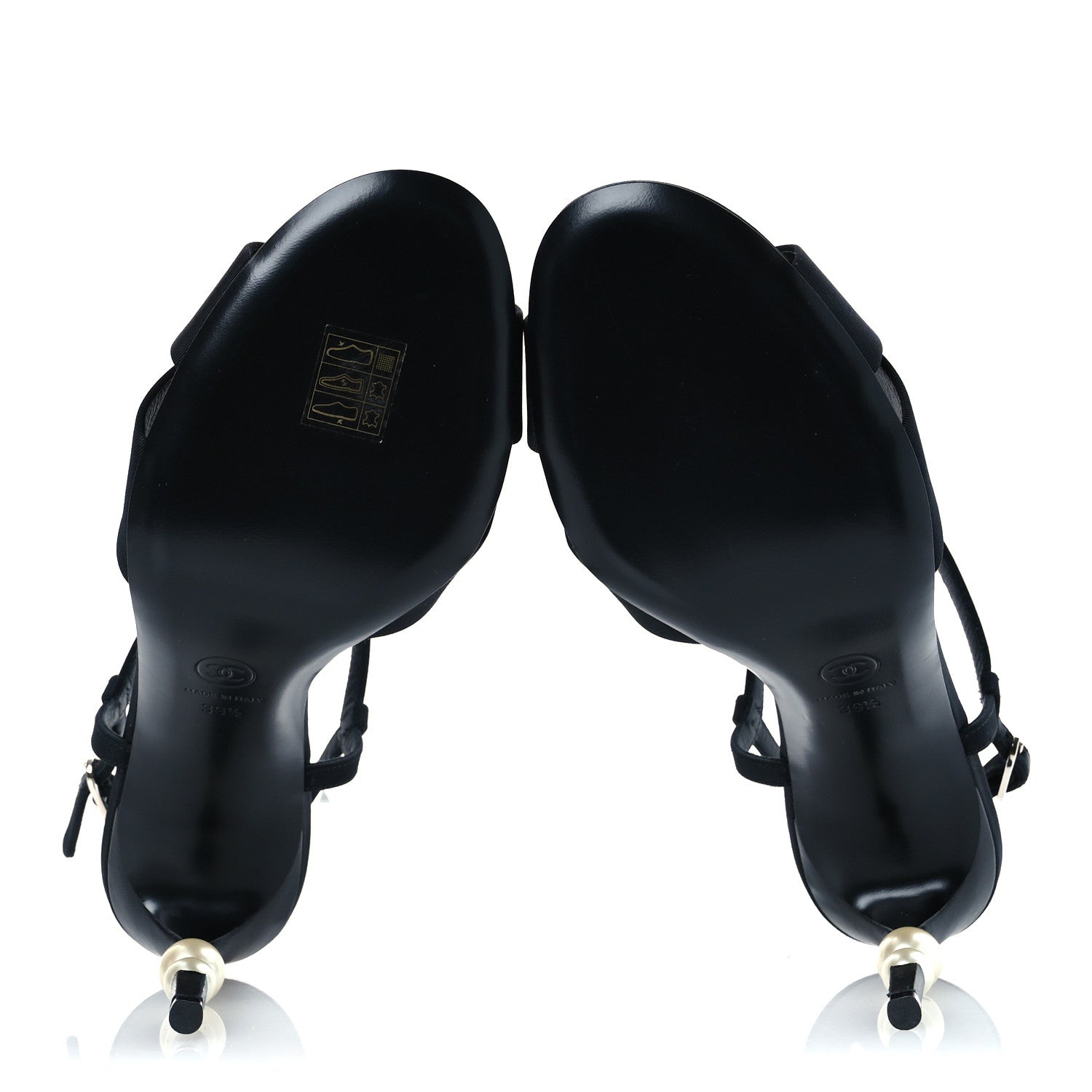 Chanel Grosgrain Pearl Sandals 39.5 Black 7 of 13