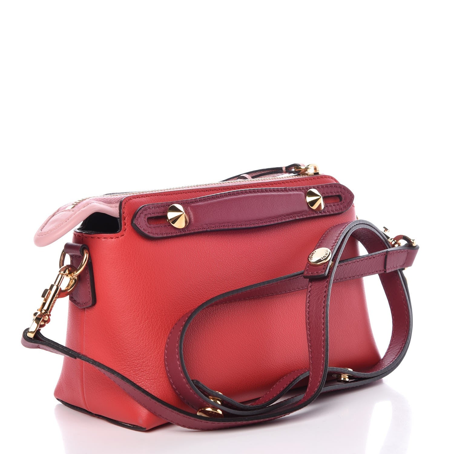Fendi Vitello Dolce 4 Color Mini By The Way Boston Bag Fiamma Bubblegum Amarena 3 of 7
