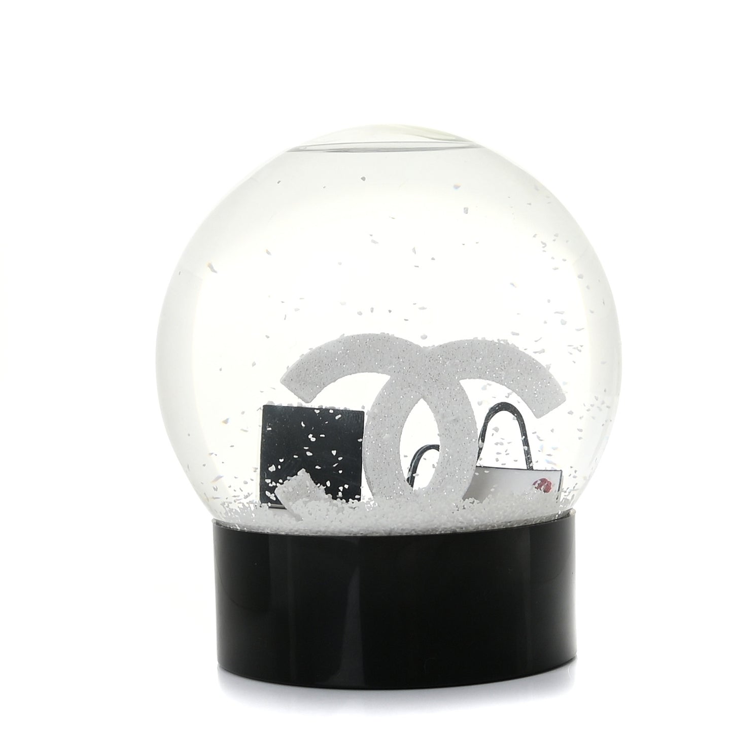Glass CC Shopping Bag Snow Globe