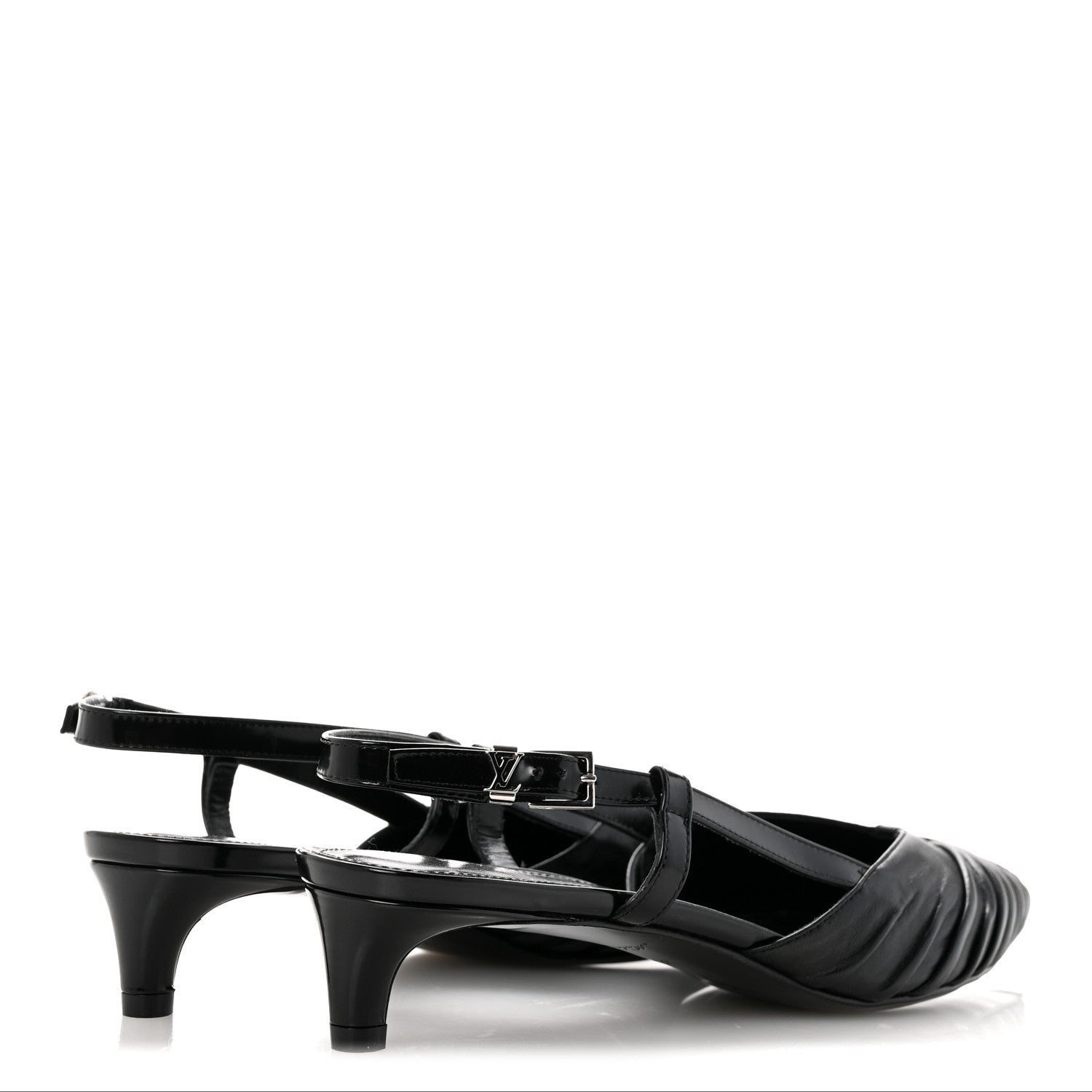 Louis Vuitton Calfskin Allure D'Orsay Slingback Pump 37.5 Black 5 of 9