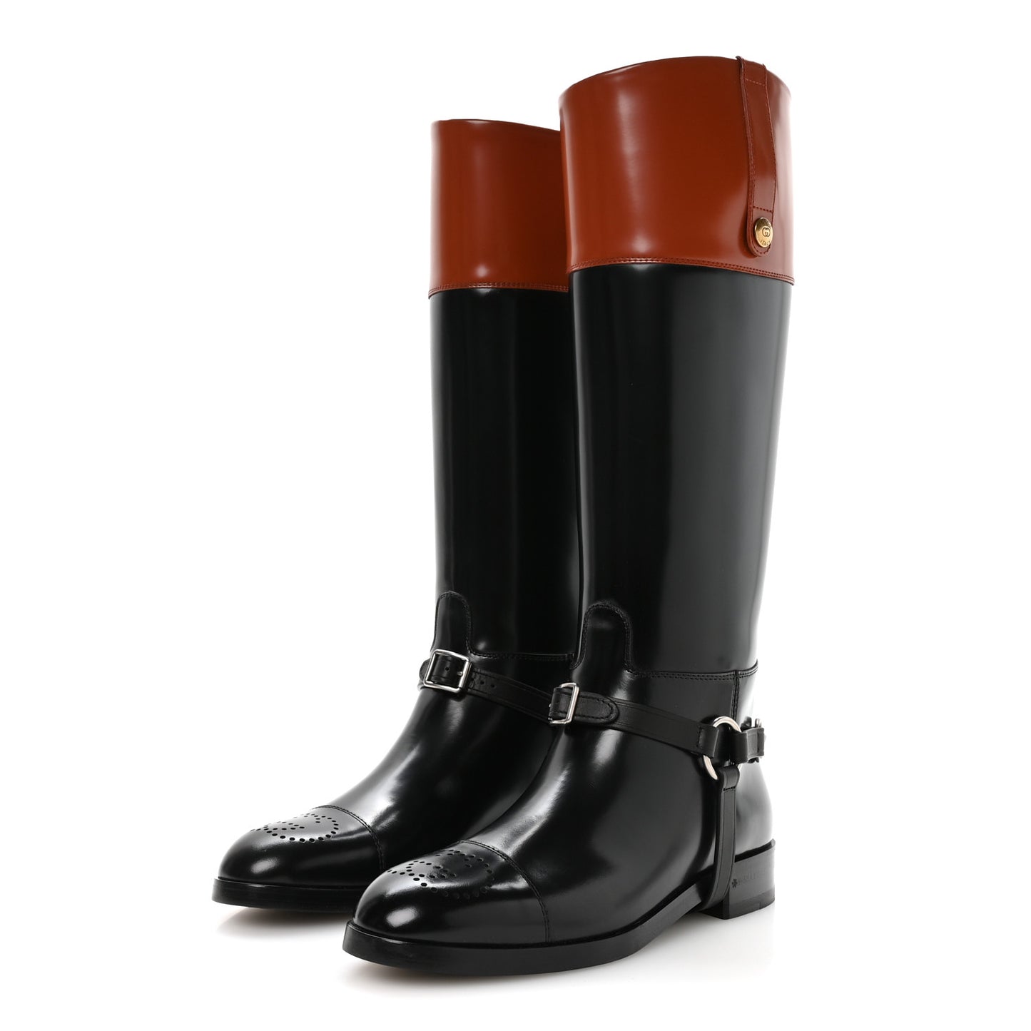 Calfskin Zelda Harness Riding Boots 39.5 Black Amber