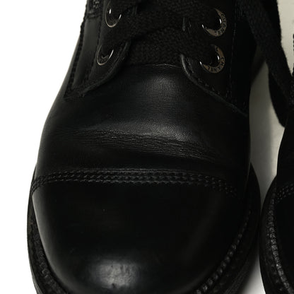 Chanel Calfskin Quilted Lace Up Combat Boots 36 Black 9 of 9