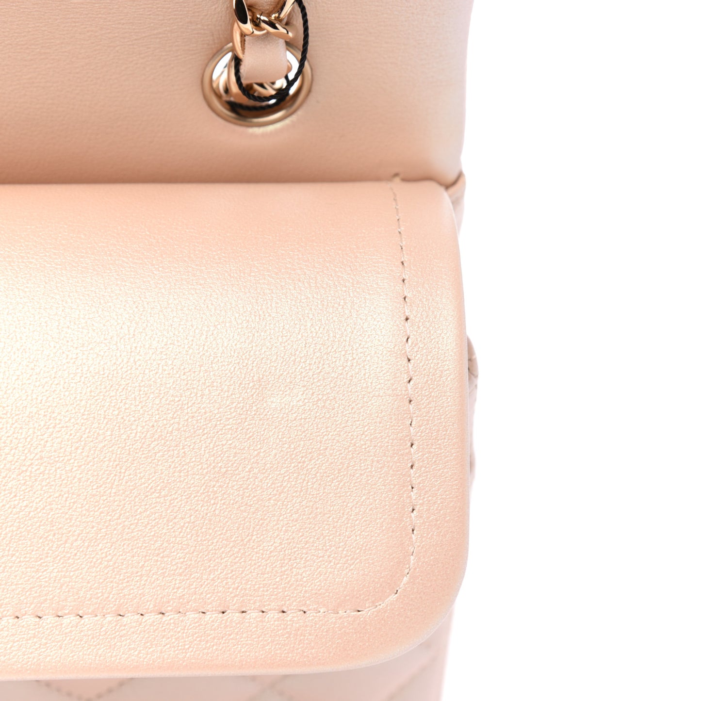 Iridescent Calfskin Quilted Medium Double Flap Beige