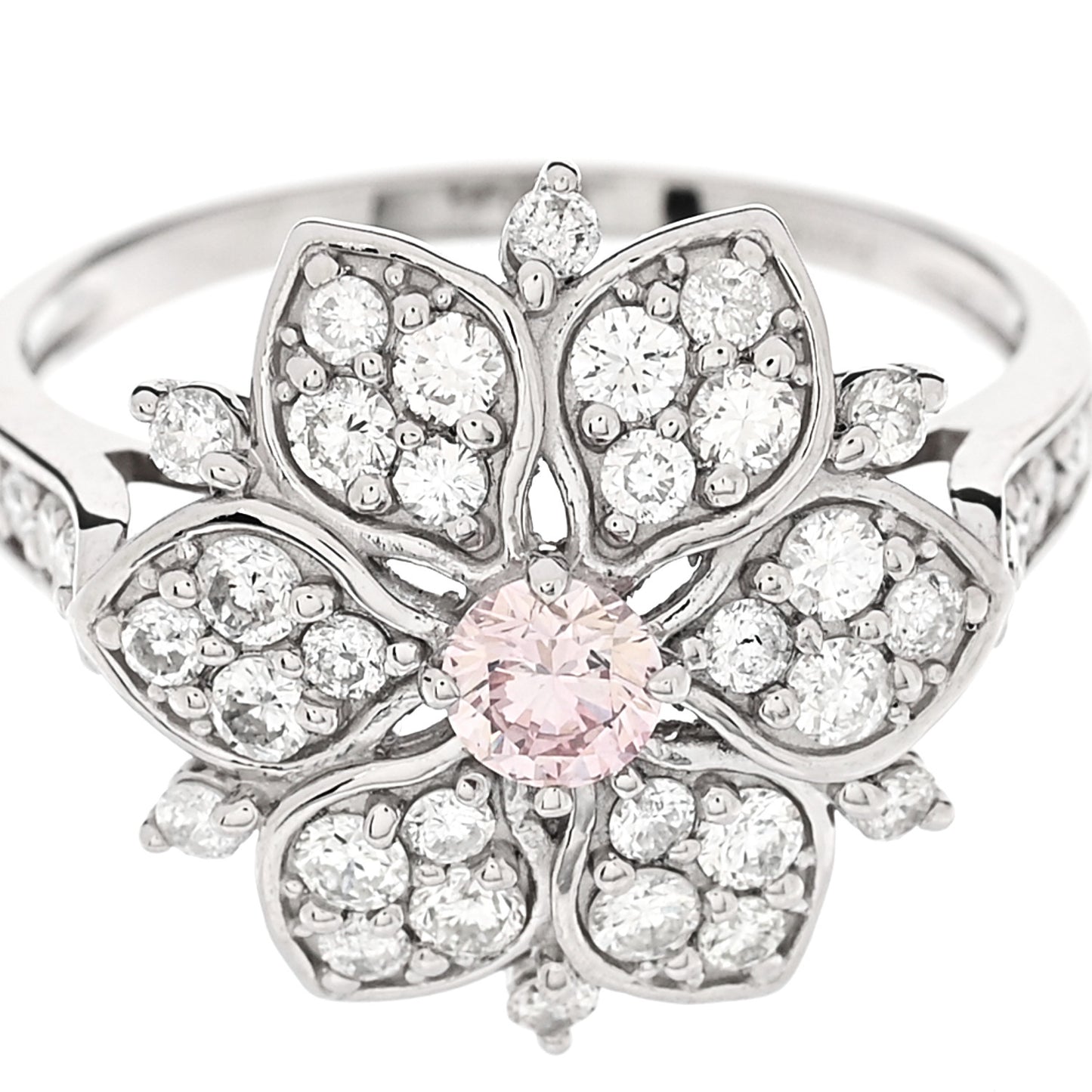 Platinum Diamond Pink Diamond .19ctw Flower Ring  53 6.25