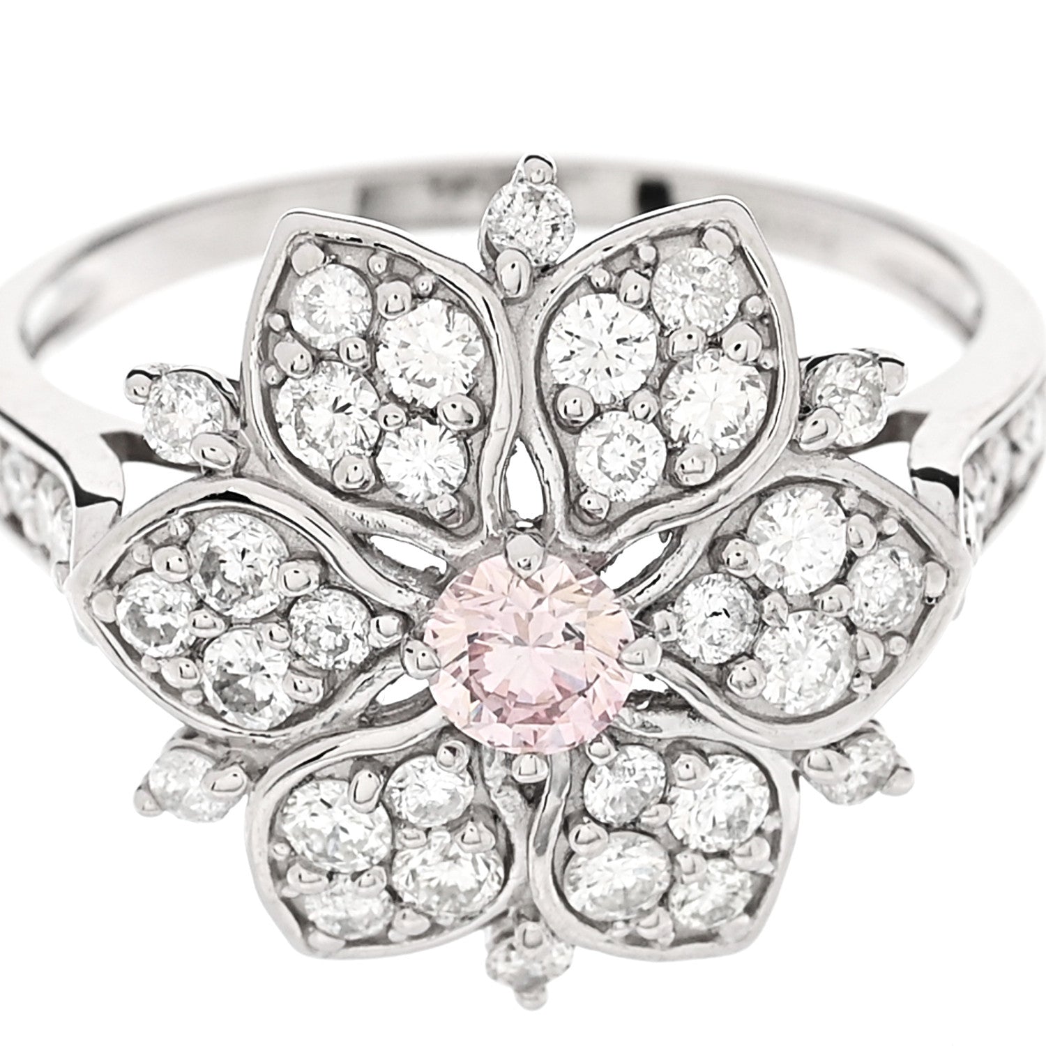 Parker & West by FASHIONPHILE Platinum Diamond Pink Diamond .19ctw Flower Ring  53 6.25 7 of 9