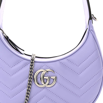 Gucci Calfskin Matelasse Mini GG Marmont Half Moon Hobo Lapis 8 of 10