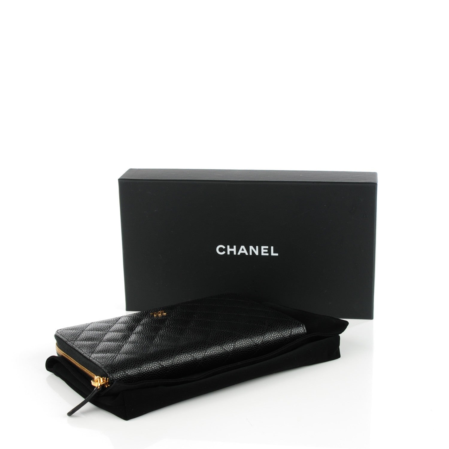 Chanel Caviar Quilted Large Zip Around Organizer Wallet Black 4 of 8