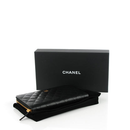 Chanel Caviar Quilted Large Zip Around Organizer Wallet Black 4 of 8