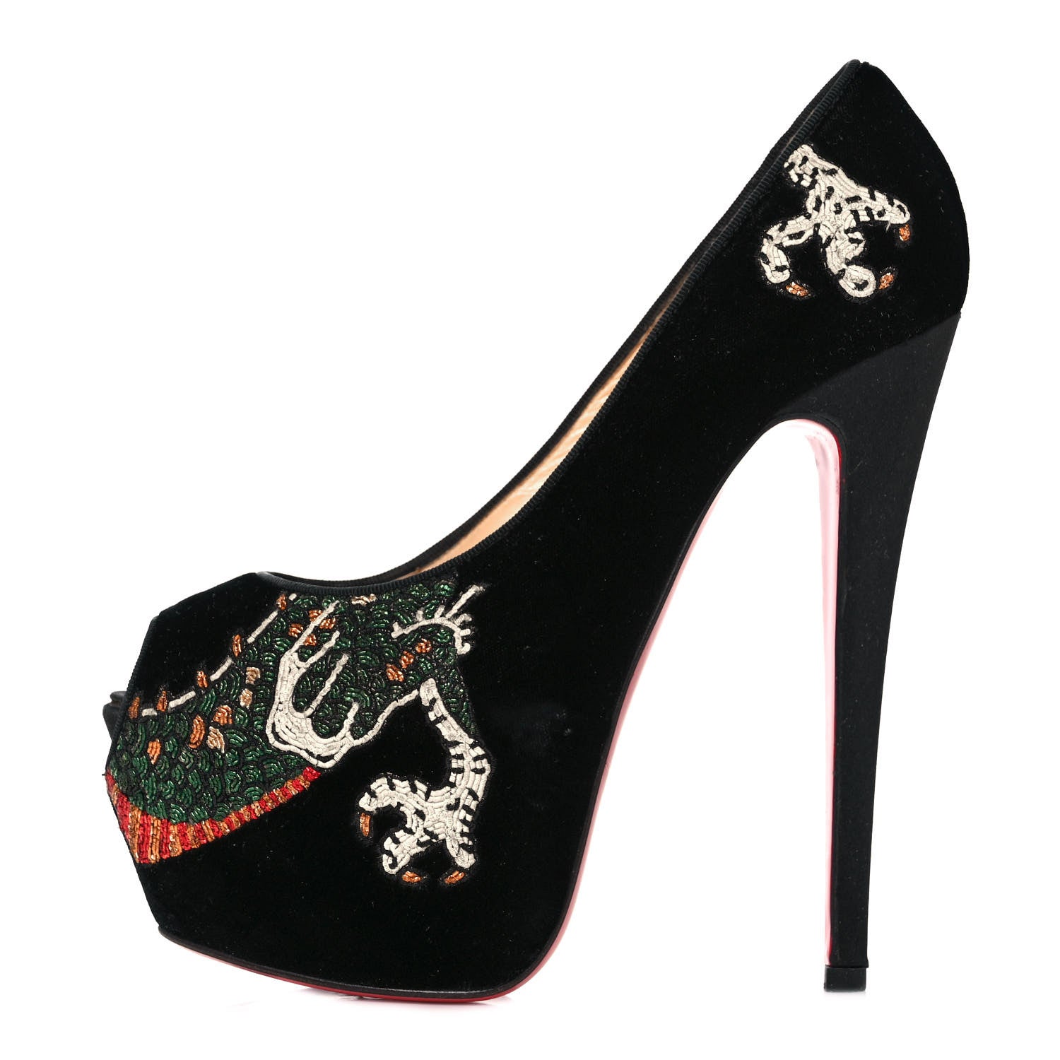 Christian Louboutin Velvet Dragon Tattoo Highness 160 Pumps 37 Black ...