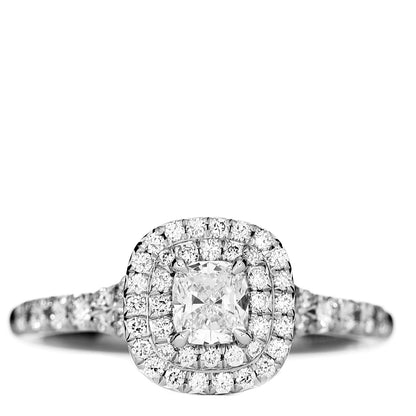 Tiffany Platinum Diamond .30ct Soleste Cushion Cut Double Halo Engagement Ring 49 4.75 1 of 6