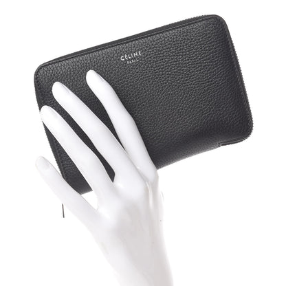 Celine Drummed Calfskin Zip Around Multifunction Wallet Black Citron 2 of 8