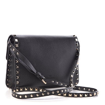 Valentino Garavani Pebbled Calfskin Medium Rockstud Flip Lock Crossbody Bag Black 3 of 9