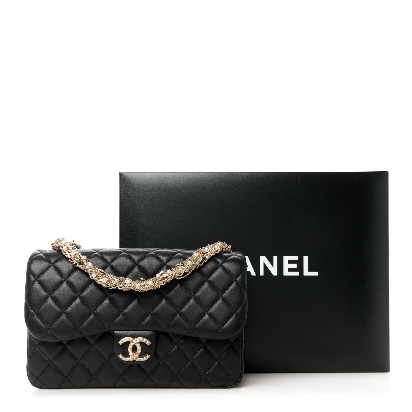 Lambskin Medium Westminster Pearl Flap Black