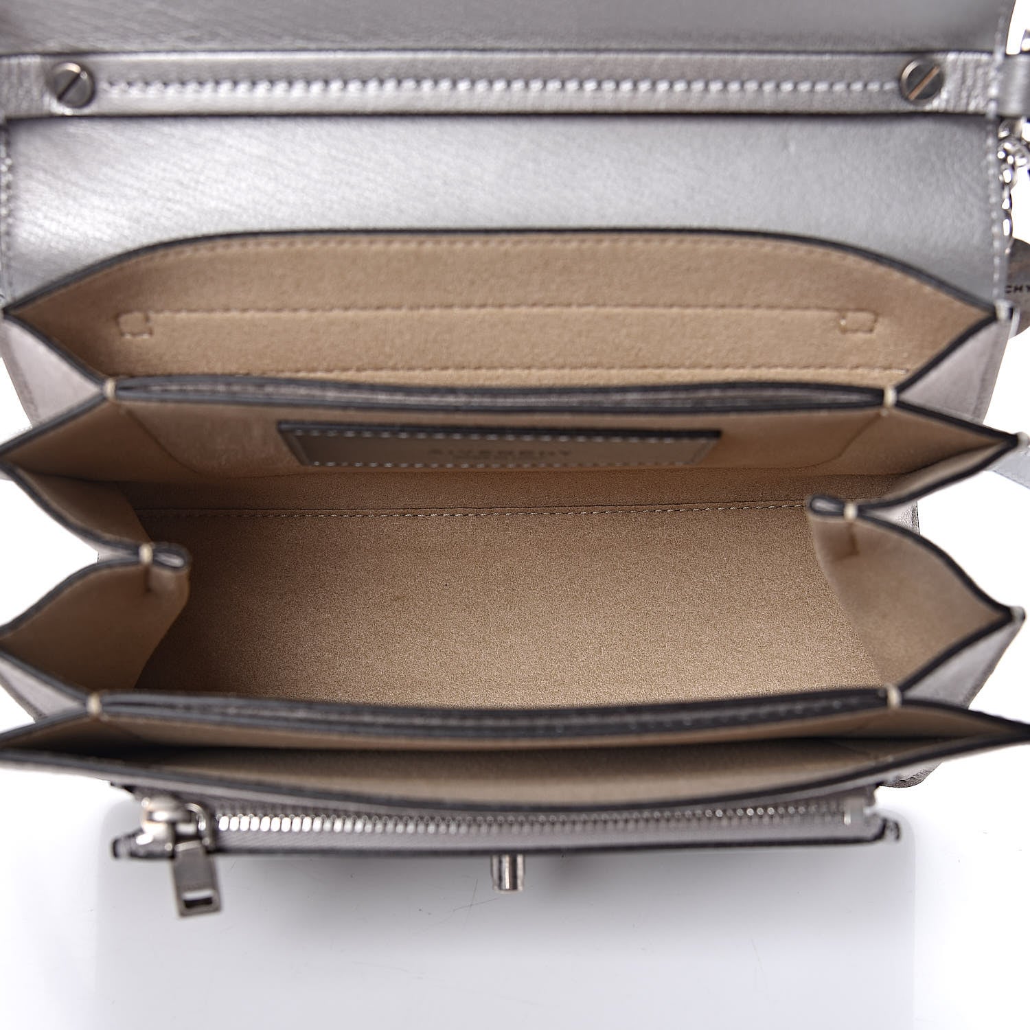 Givenchy Metallic Sugar Goatskin Suede Small GV3 Shoulder Bag Silver 5 of 11