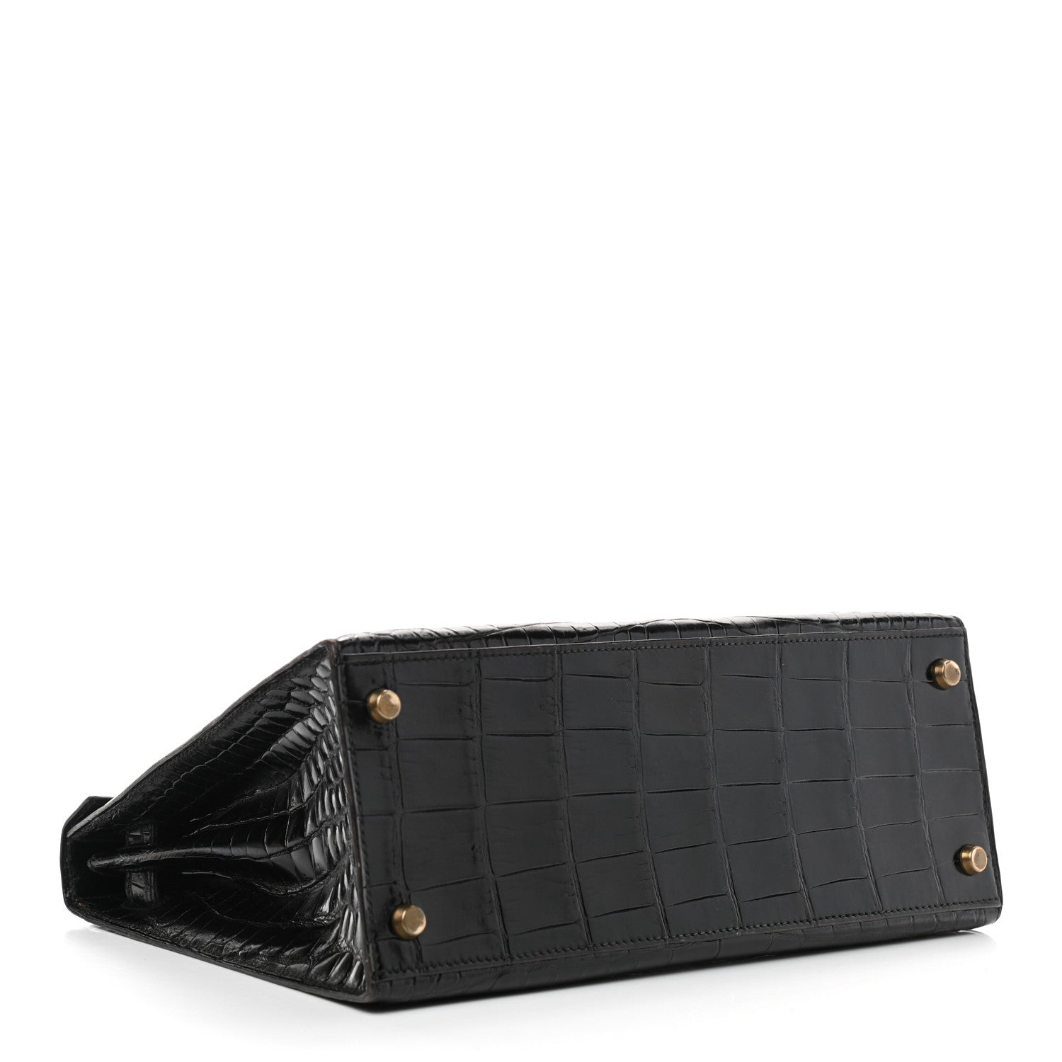 Hermes Shiny Niloticus Crocodile Kelly Sellier 28 Black 4 of 13